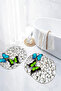 Digital Non-Slip Base Washable Butterfly Pattern Oval Bath Mat Toilet Set