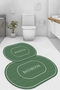 Digital Non-Slip Base Washable Framed Bathroom Written Oval Bath Mat Toilet Set - 2