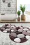 Digital Non-Slip Base Washable Stone Patterned Oval Bath Mat Toilet Set - 4
