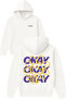Okay Okay Design Printed Oversized White Hooded Sweatshirt