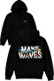 Make Wawes Design Printed Oversized Black Hooded Sweatshirt