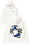 Spooky Dude Design Printed Oversized White Hooded Sweatshirt