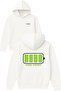 Full Social Battery Design Printed Oversized White Hooded Sweatshirt