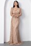 Square Neck Beaded Long-Sleeve Tulle Dress - 6