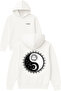 Sun and Moon Design Printed Oversized White Hooded Sweatshirt