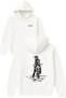 Mountain Motor Design Printed Oversized White Hooded Sweatshirt