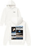 Cyber Drive Design Printed Oversized White Hooded Sweatshirt