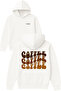 Kahve Coffee Design Printed Oversized White Hooded Sweatshirt