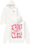 I Don'T Get Close Design Printed Oversized White Hooded Sweatshirt