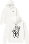 Human from the Branches Design Printed Oversized White Hooded Sweatshirt