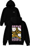 Serve Lord Design Printed Oversized Black Hooded Sweatshirt