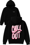 Chill Out Design Printed Oversized Black Hooded Sweatshirt