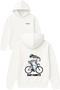 Fast Rabbit Design Printed Oversized White Hooded Sweatshirt