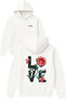 Love Flower Design Printed Oversized White Hooded Sweatshirt