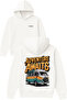 Adventure Awaits Design Printed Oversized White Hooded Sweatshirt