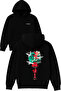 Japan Tidal Design Printed Oversized Black Hooded Sweatshirt
