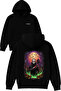Katil Design Printed Oversized Black Hooded Sweatshirt