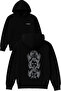 3 Angel Design Printed Oversized Black Hooded Sweatshirt
