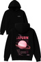 Saturn Saturn Design Printed Oversized Black Hooded Sweatshirt