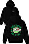 Matcha Vibe Design Printed Oversized Black Hooded Sweatshirt