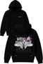 Wing of Design Printed Oversized Black Hooded Sweatshirt