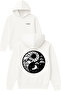Day and Night Design Printed Oversized White Hooded Sweatshirt