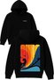 Surf 1 Design Printed Oversized Black Hooded Sweatshirt