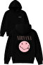 Pink Nirvana Design Printed Oversized Black Hooded Sweatshirt