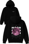 Green Moon Design Printed Oversized Black Hooded Sweatshirt