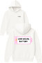 Low Social Battery Design Printed Oversized White Hooded Sweatshirt