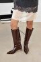 Ella Women's Wrinkled Leather Boots Brown - 3