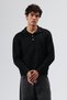 Polo Neck Soft Textured Knitwear Sweater Black - 3