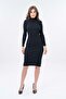 Turtleneck Midi Length Ribbed Cotton Dress