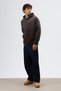 Oversized Embroidery Detailed Hoodie Brown - 2