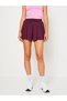 Women's High Waist Elastic Waistband and Lace-Up Pleated Relaxed Fit Shorts Skirt - Burgundy - 3