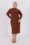 Women's Coffee Turtleneck Stretchy Twist Knitwear Plus Size Dress - 4