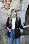 Brown Gold Single Button Blazer Jacket - 2