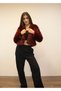 Women's Burgundy Faux Short Faux Fur Coat New-005 - 3