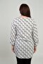 Women's Crew Neck Abstract Patterned Sleeve Folded Plus Size Placket Long Shirt - 4