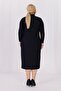 Women's Black Turtleneck Stretchy Twist Knitwear Plus Size Dress - 6