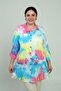 Women's Sleeve Fold Embroidered Plus Size Tie-Dye Long Shirt