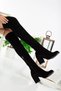 Black High-Heeled Stretch Sock Knee-High Women's Boots - 4