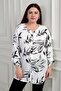Women's Crew Neck Large Leaf Sleeve Folded Plus Size Placket Long Shirt - 2