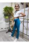 Girl's Leggings Winter Velvet Elastic Waist Turquoise Slim Fit - 7