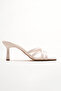 Women's Strappy Design Heeled Slippers Core Beige Patent Leather - 3