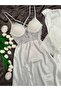 Enchante Luxurious Lace Slit Long Satin Nightgown & Robe Bridal Set (Boxed) - 2