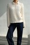 Women's Hair Braided Buttoned Polo Neck Knitwear Sweater