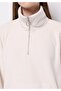 Regular Fit Polo Neck Embroidered Women's Ecru Sweatshirt - 4