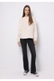 Regular Fit Round Neck Slogan Women's Ecru Sweatshirt - 3