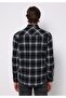 Regular Fit Shirt Neck Plaid Men's Navy Blue Long Sleeve Shirt - 2